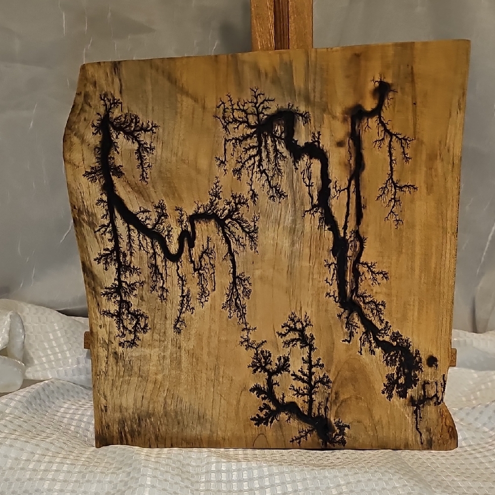 Natural Wood Art Sculpture with Fractal Wood Burn